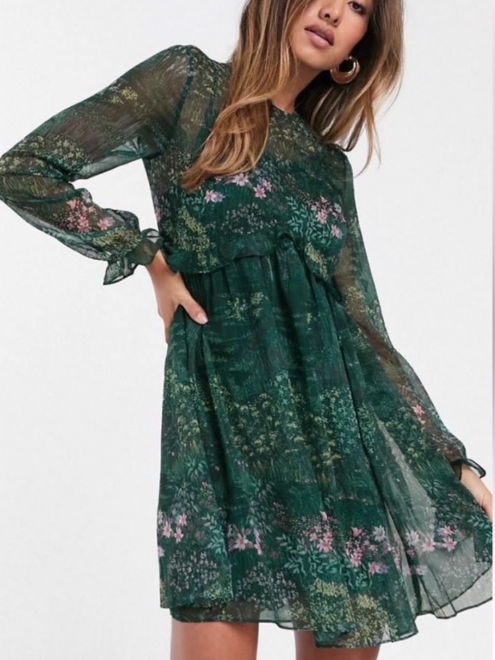 Ted Baker green floral flowy dress 3